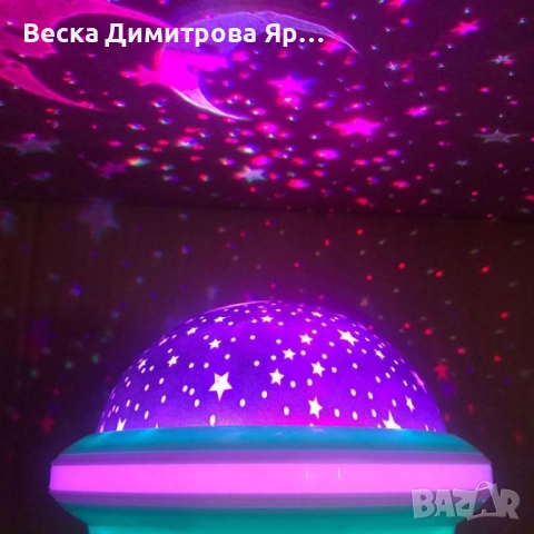 Цветна LED нощна лампа НЛО проектор със звездно небе, звезди и луна за детската стая и спокоен сън, снимка 4 - Настолни лампи - 52330629