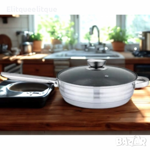 Тиган Bohmann, 24х7.5 см. 3.4л., неръждаема стомана, тефлон покритие, снимка 2 - Съдове за готвене - 52222228