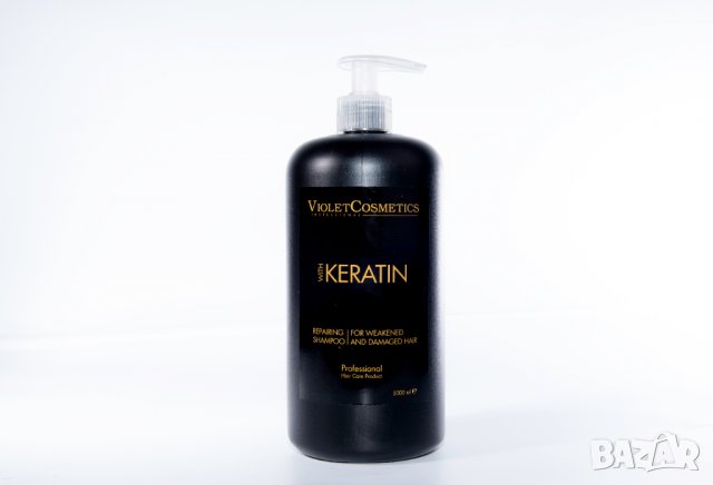 Професионален шампоан за изтощена и третирана коса с Кератин и масло от Макадамия - 1000мл.
