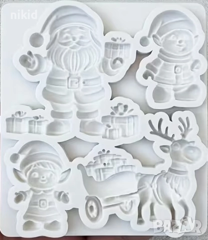 Джудже Елф Гном Дядо Коледа Елен Коледен силиконов молд форма фондан шоколад декор