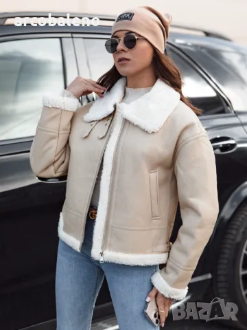 FURBLAZE Дамско кожено яке с овча кожа, 2цвята , снимка 3 - Якета - 48067810