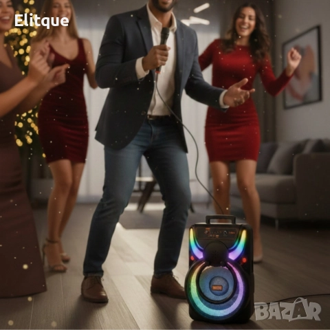 WSJAR E-8809 – Портативна караоке тонколона с микрофон и LED ефекти, снимка 7 - Тонколони - 52749975