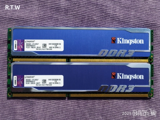 RAM памет модули 4GB (2x2GB) Kingston HyperX blu, DDR3 1333MHz, снимка 2 - RAM памет - 52032838