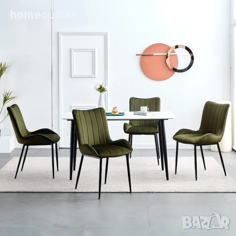 Трапезни столове с кадифена дамаска, к-т от 2 бр C-U-DC-B0206OGR, снимка 2 - Столове - 47942971