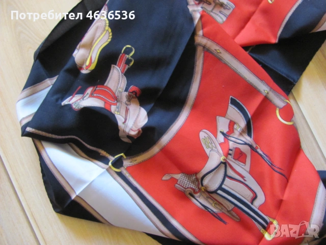 Винтидж Дамски шал MARC LAURY PARIS , 76х76см., снимка 6 - Шалове - 53258800