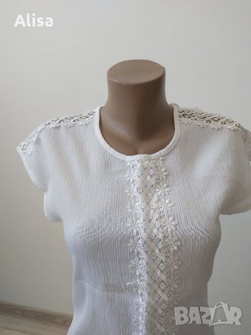 Дамска бяла блуза, снимка 2 - Тениски - 32825036