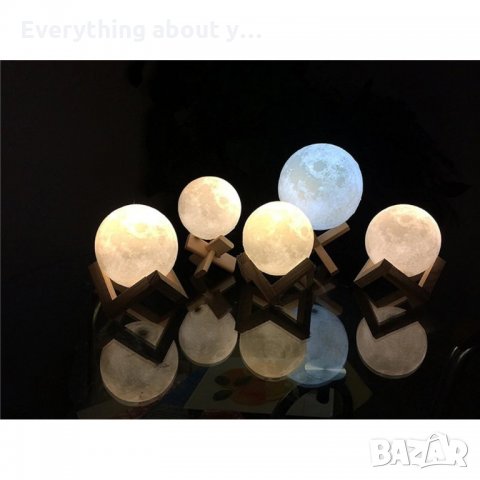 3D лампа със стойка Луна с активиране чрез почукване, снимка 6 - Настолни лампи - 32385681