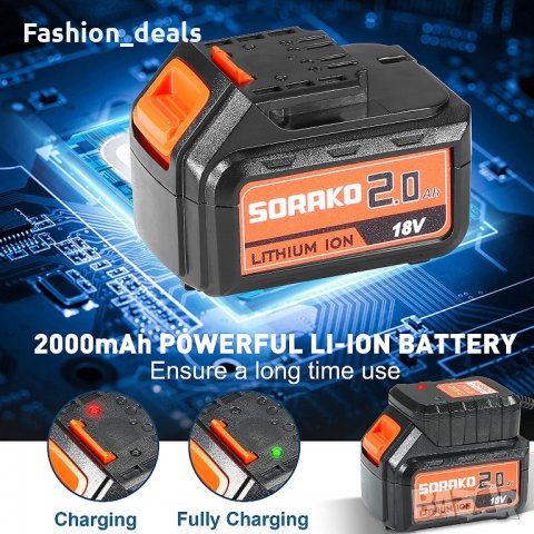 Нова Акумулаторна електрическа бормашина с LED светлина, 2 скорости, снимка 6 - Бормашини - 35416836