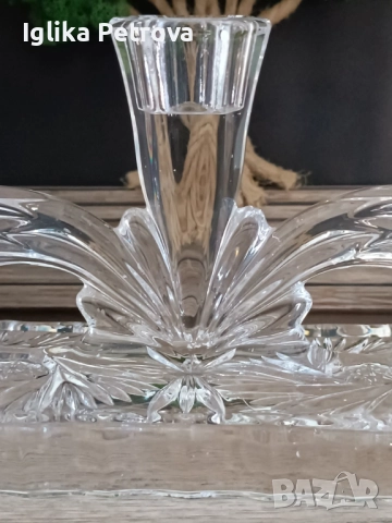 Кристален свещник -Бохемия , снимка 6 - Антикварни и старинни предмети - 52713823