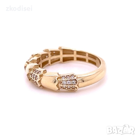 Златен дамски пръстен BULGARI 3,49гр. размер:58 14кр. проба:585 модел:36276-6, снимка 3 - Пръстени - 52923975
