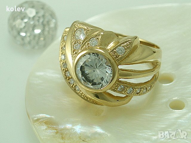 Продаден!златен пръстен с цирконии -Паула- 7.22 грама/ размер №57, снимка 3 - Пръстени - 28223268