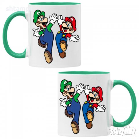 Чаша Super Mario Luigi High Five,Керамична Чаша, Кафе Чай, Игра,Изненада,Подарък,Повод,Празник,Рожде, снимка 2 - Чаши - 38508216
