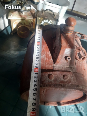 Стар бъкел за вода бъклица буре бъчва примитив със стойка, снимка 7 - Антикварни и старинни предмети - 53296635