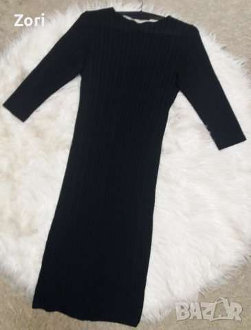 Черна рокля по тялото със 7/8 дължина на ръкава , снимка 3 - Рокли - 44910099