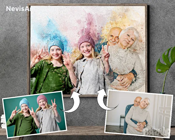 Съединяване на няколко снимки в общ дигитален акварелен портрет, снимка 4 - Картини - 47534208