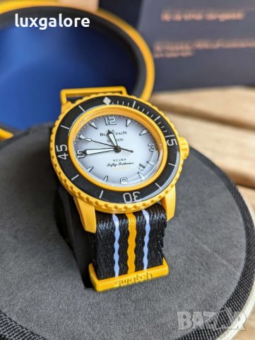 Мъжки часовник Blancpain X Swatch Pacific Ocean с кварцов механизъм, снимка 3 - Мъжки - 42560615