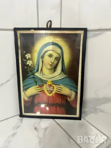 Стара картина Икона / Свети образ на Богородица, снимка 6 - Антикварни и старинни предмети - 49372277