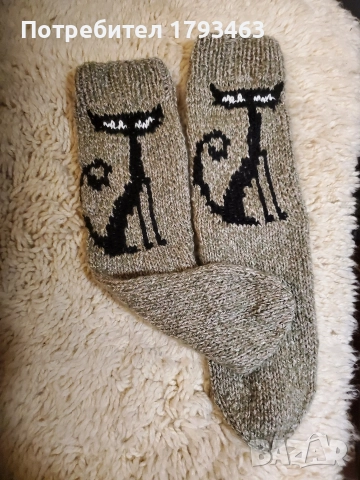 Ръчно плетени мъжки чорапи от вълна, размер 44, снимка 6 - Мъжки чорапи - 51497922