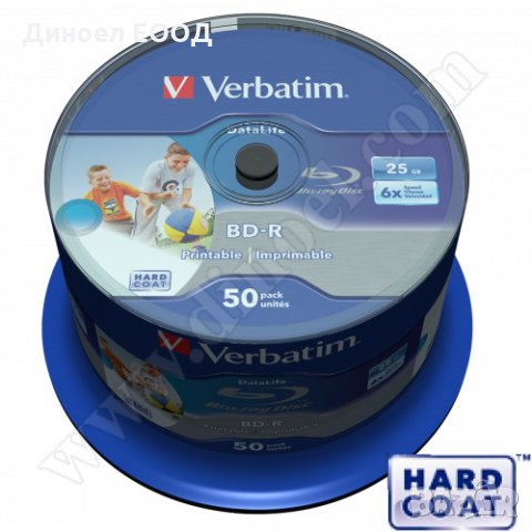 Оптичен диск BD-R PRINTABLE Verbatim Hard Coat 25GB 6X опак. 50бр.