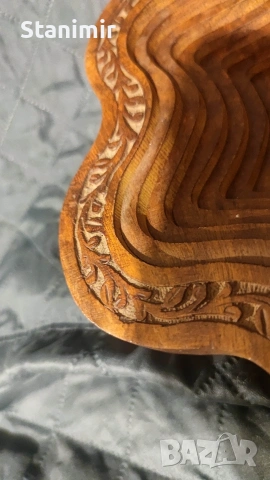 Индийски панер с дърворезба, сгъваем , снимка 3 - Декорация за дома - 53236126