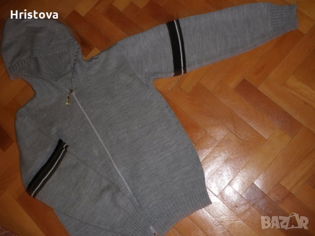 Вълнена жилетка с цип и качулка, снимка 2 - Жилетки - 32756176