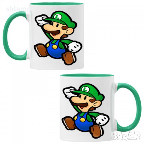 Чаша Super Mario Luigi Paper,Керамична Чаша, Кафе Чай, Игра,Изненада,Подарък,Повод,Празник,Рожден Де, снимка 2 - Чаши - 38508258