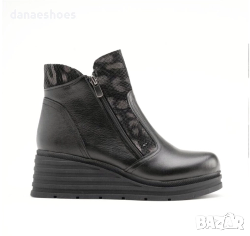 Дамски боти от естествена кожа на платформа 