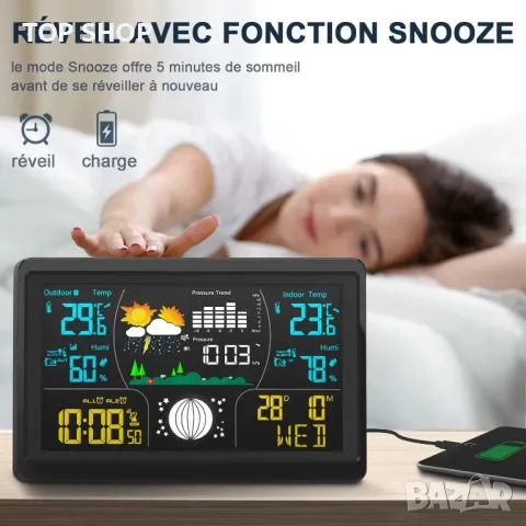 Xmifer метеорологична станция с външен термометър и влагомер, снимка 3 - Друга електроника - 48648223