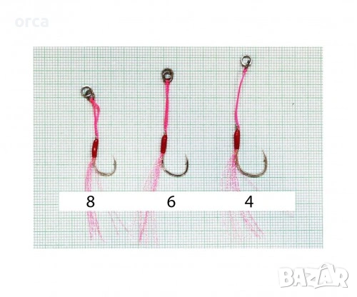 Assist куки Sensei Single F2006N-J с PE повод и UV ламе за джиг риболов, снимка 4 - Такъми - 53223130