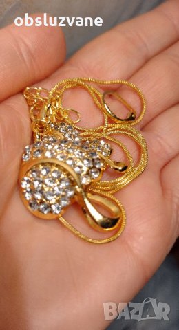 Комплект "Златни кристални сърца 💥", снимка 12 - Бижутерийни комплекти - 32803299
