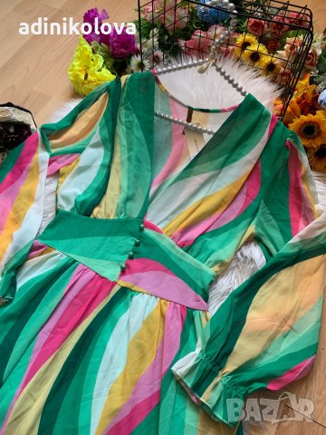 Нова шарена вталена рокля, снимка 2 - Рокли - 43271700