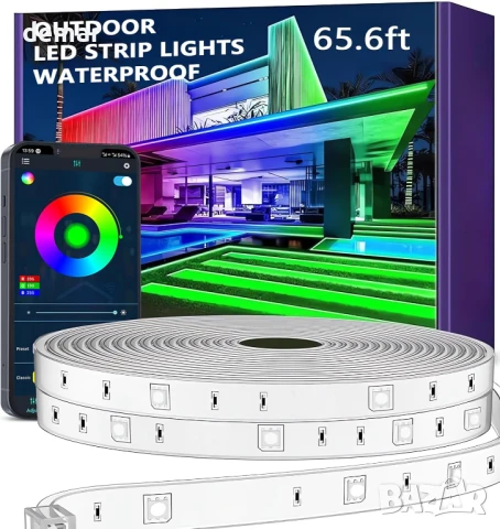 Aurevita Водоустойчива външна LED лента 20 м, интелигентна IP67, приложение (без дистанционно)