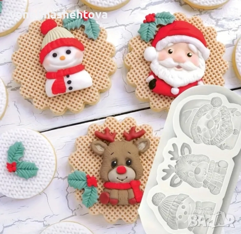 Дядо Коледа снежен човек елен Силиконов молд за смола гипс фондан за декорация на торта 