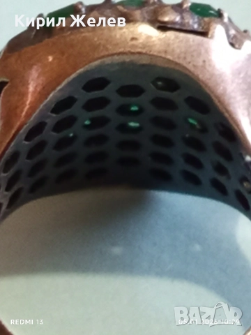 Винтидж Етно стил сребърен пръстен с Смарагди майсторска ръчна изработка 51823, снимка 9 - Пръстени - 52983219