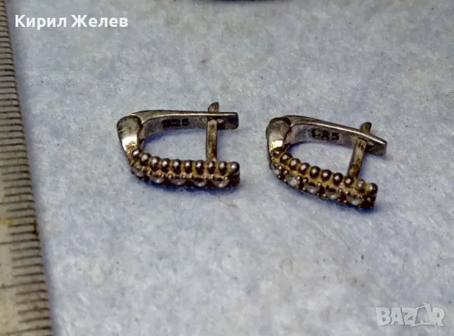СТАРИ СКЪПОЦЕННИ АНГЛИЙСКИ СРЕБЪРНИ ОБЕЦИ СРЕБРО 925 с БЛЕСТЯЩИ ФАСЕТИРАНИ ЦИРКОНИ 32092