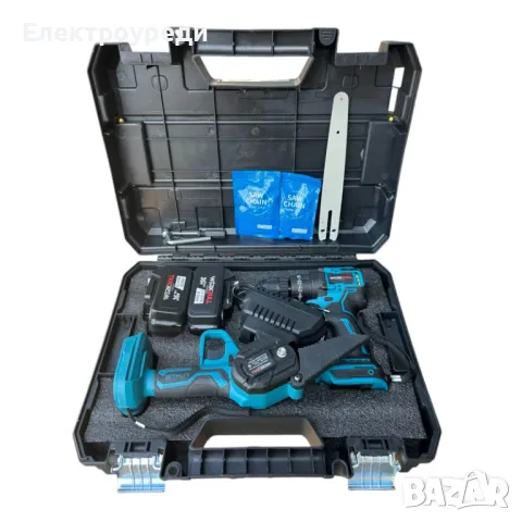 Комплект Ударен Винтоверт и Резачка WerkBull с автоматично омасляване 22см шина + две батерии 36v 8a, снимка 2 - Винтоверти - 47602759