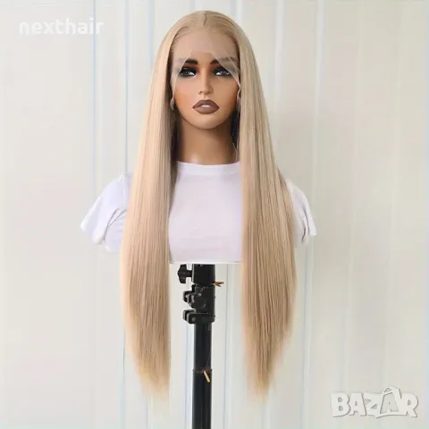 Елегантна права руса перука с дантела 13x4 лейс фронт LACE FRONT, снимка 5 - Аксесоари за коса - 49858346