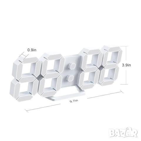 3D LED дигитален стенен часовник, дистанционно, температура, аларма, снимка 11 - Стенни часовници - 51422653