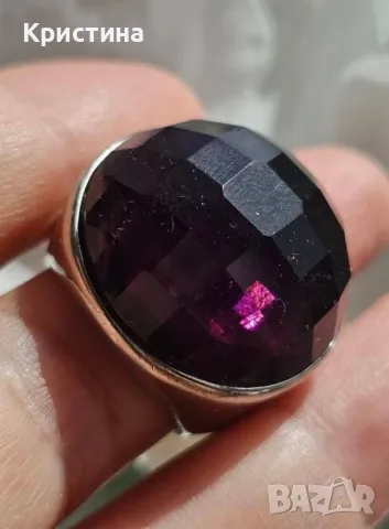 Красив сребърен пръстен с Аметист, снимка 5 - Пръстени - 49458685