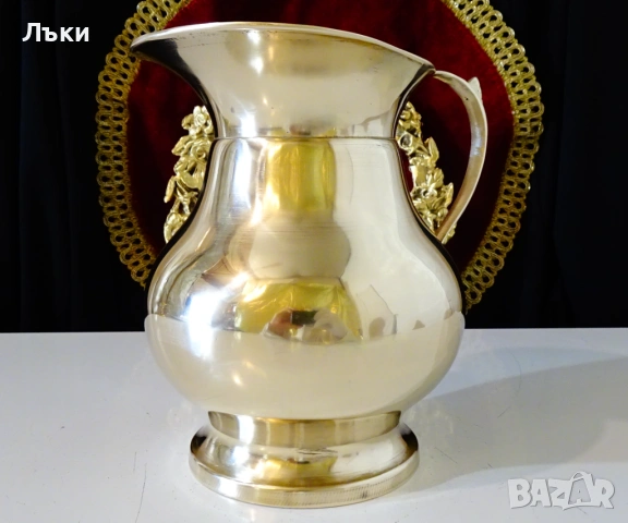 Масивна бронзова кана за вино 1.2 л. , снимка 3 - Антикварни и старинни предмети - 53262685