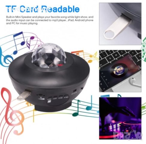 LED Проектор Звездно Небе с Bluetooth и Дистанционно, снимка 2 - Прожектори - 43037612