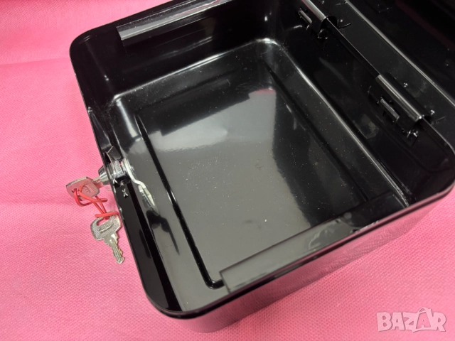 Преносима метална кутия за пари и ценности 200х160х90 мм, Черна, снимка 3 - Кутии за съхранение - 52594366