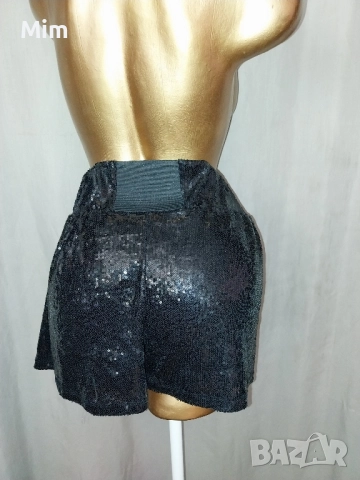Черни къси панталонки/пола/ с пайети , снимка 7 - Рокли - 51638231