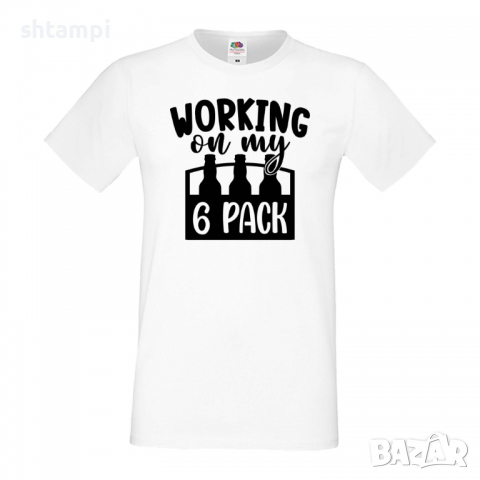 Мъжка тениска Working On My 6 pack 1,Бира,Бирфест,Beerfest,Подарък,Изненада,Рожден Ден, снимка 3 - Тениски - 36389463