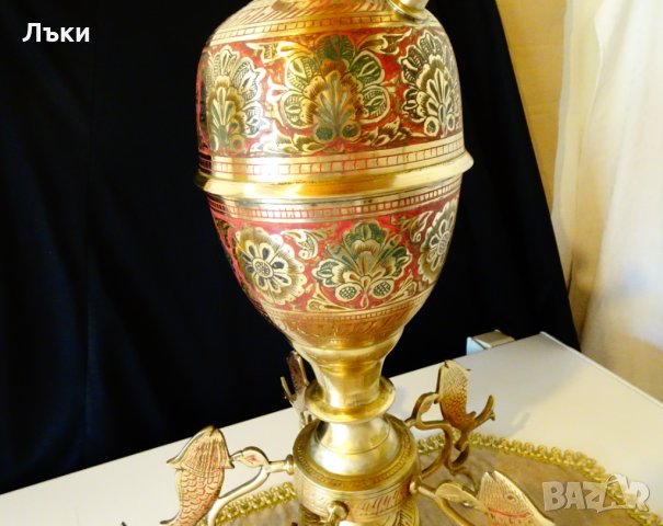 Бронзово наргиле 3.2 кг,клетъчен емайл. , снимка 4 - Антикварни и старинни предмети - 26905624