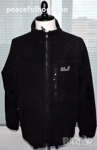 Jack Wolfskin Nanuk -мъжко черно поларено горнище за туризъм и планина с цип размер XL 