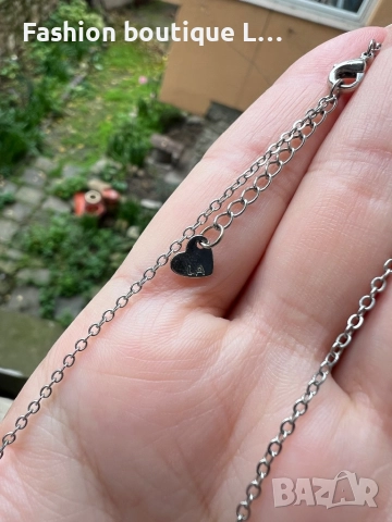 Сребристо синджирче с пендарчета и сърце на закопчалката ❤️, снимка 3 - Колиета, медальони, синджири - 52378236