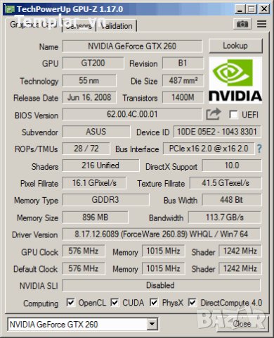 Asus/Gigabyte  Geforce 260 GTX 896 MB // Asus RADEON 4350 512 MB /EVGA geforce 210 LP 1GB, снимка 4 - Видеокарти - 38494814