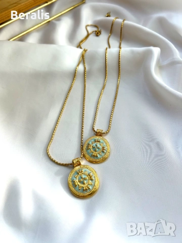 Beralis Зелено дълго колие с медальон