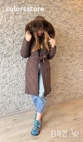 Дамско зимно яке кафяво кодVL330, снимка 4 - Якета - 35517123